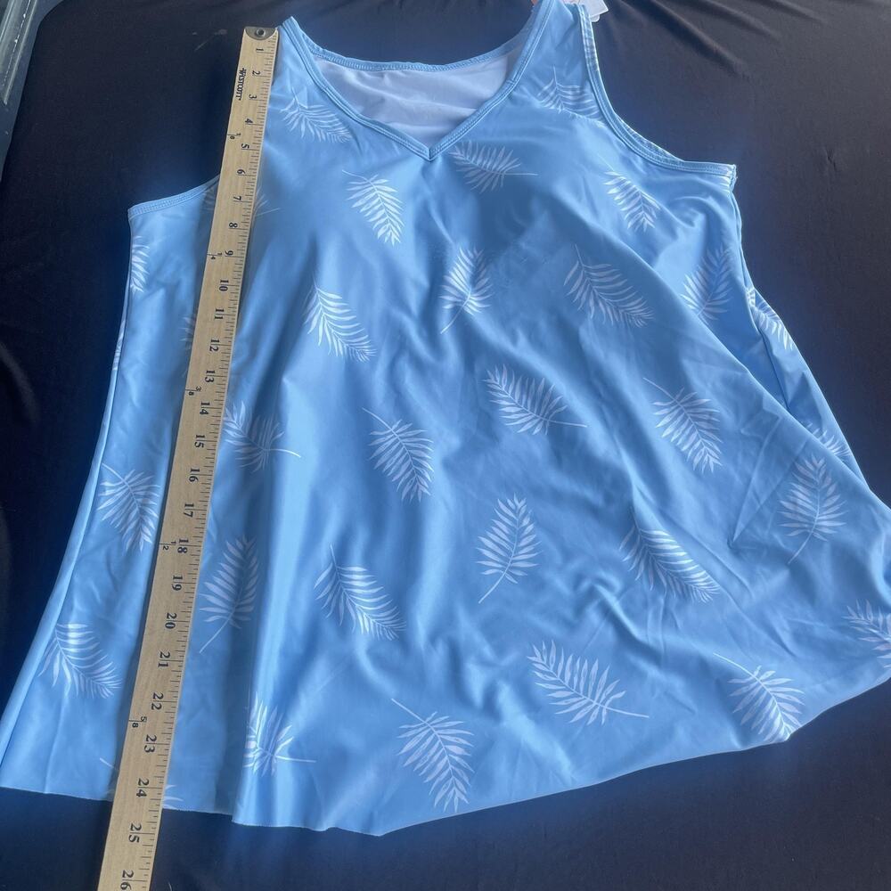 UV Skinz Tank Top Womens XL Blue UPF 50+ Sunwear V-Neck Lined Palm Print - Picture 13 of 13